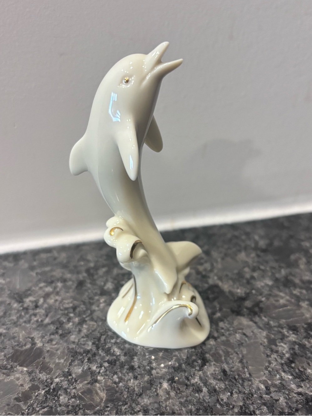Vintage Lenox Porcelain Dancing Dolphin Figurine With 24k Gold Accents